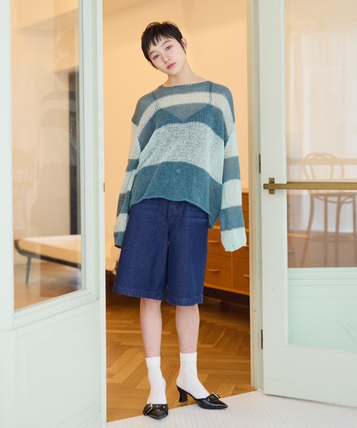 haek（ハク）の「border loose knit/ボーダールーズニット（ニット/セーター・レディース・ネイビー/グリーン・FREE）」の11枚目の写真