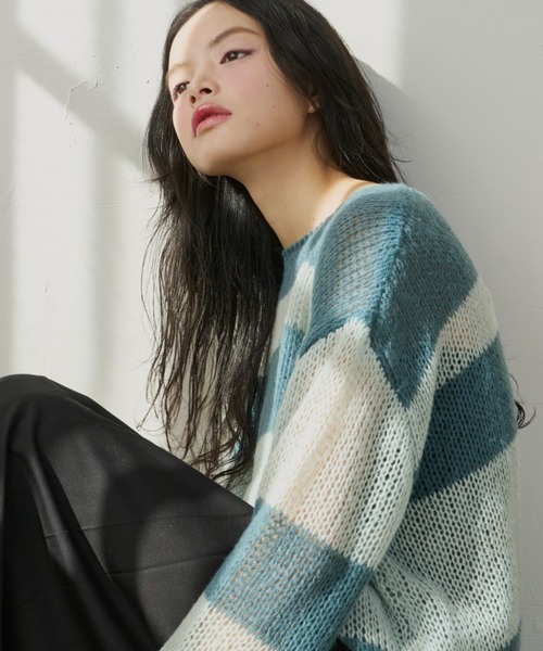セール】border loose knit/ボーダールーズニット（ニット