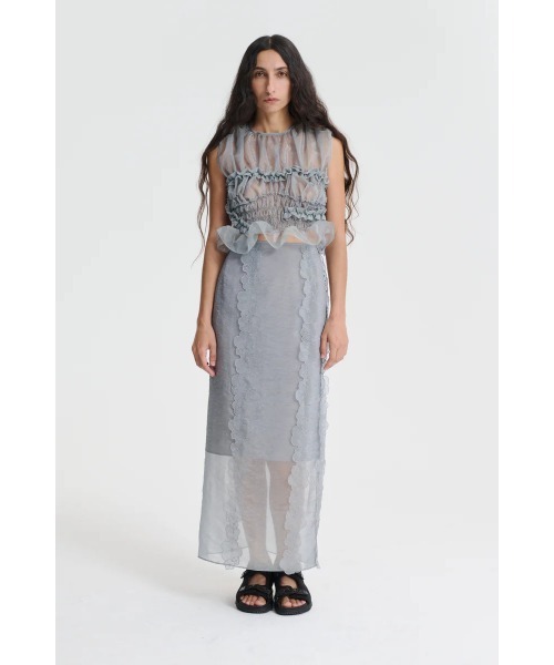 CECILIE BAHNSEN(セシリー バンセン)の「SMOCK SLEEVELESS TOP W/ RUFFLE DETAILS(シャツ/ブラウス・レディース・グレー・6/8)」の2枚目の写真