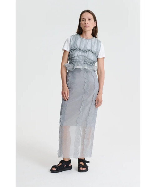 CECILIE BAHNSEN(セシリー バンセン)の「SMOCK SLEEVELESS TOP W/ RUFFLE DETAILS(シャツ/ブラウス・レディース・グレー・6/8)」の5枚目の写真