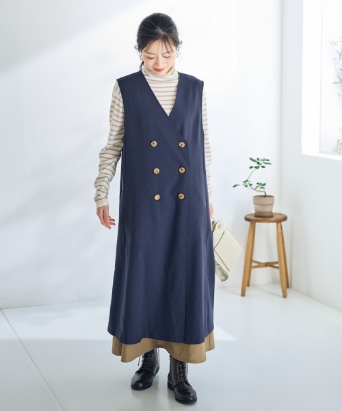 SMILE LAND(スマイルランド)の「<大きいサイズ>Aラインジレ【Otona Purete】(ベスト・レディース・ネイビー/杢グレー・L/LL/3L/4L/5L)」の8枚目の写真
