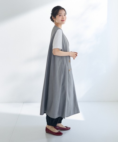 SMILE LAND(スマイルランド)の「<大きいサイズ>Aラインジレ【Otona Purete】(ベスト・レディース・ネイビー/杢グレー・L/LL/3L/4L/5L)」の3枚目の写真