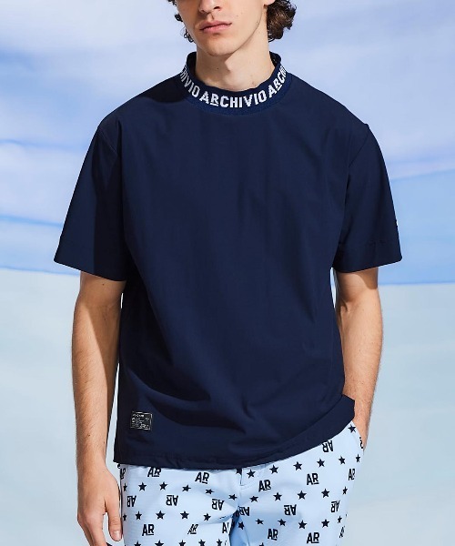 archivio(アルチビオ)の「<MENS>ロゴネック半袖プルオーバー(Tシャツ/カットソー・メンズ・ホワイト/ネイビー・L/M/LL)」の2枚目の写真