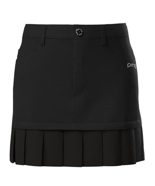 PING ブラック スカート Lサイズ　新品 セール】【PING APPAREL】フェイクレイヤードプリーツスカート