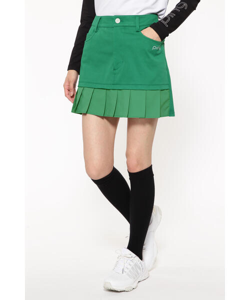 セール】【PING APPAREL】フェイクレイヤードプリーツスカート