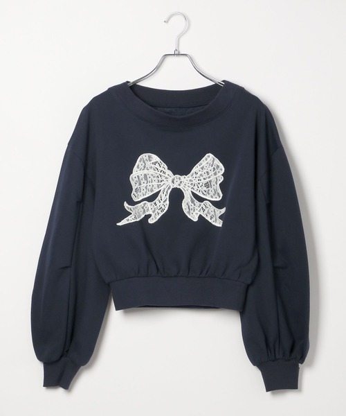 Heather（ヘザー）の「リボン刺繍裏毛スウェット　324835（スウェット・レディース・ネイビー/グレー/オートミール・FREE）」の4枚目の写真