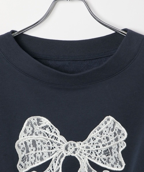 Heather（ヘザー）の「リボン刺繍裏毛スウェット　324835（スウェット・レディース・ネイビー/グレー/オートミール・FREE）」の5枚目の写真