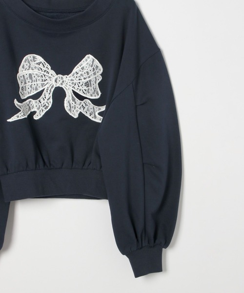 Heather（ヘザー）の「リボン刺繍裏毛スウェット　324835（スウェット・レディース・ネイビー/グレー/オートミール・FREE）」の6枚目の写真