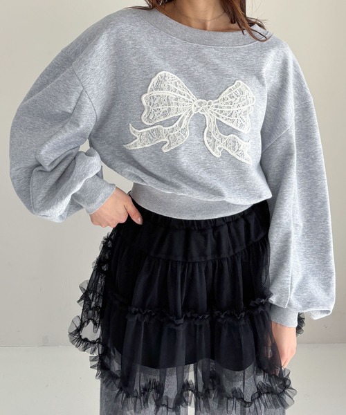 セール】リボン刺繍裏毛スウェット 324835（スウェット）｜Heather