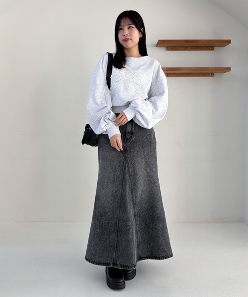 Heather（ヘザー）の「リボン刺繍裏毛スウェット　324835（スウェット・レディース・ネイビー/グレー/オートミール・FREE）」の18枚目の写真