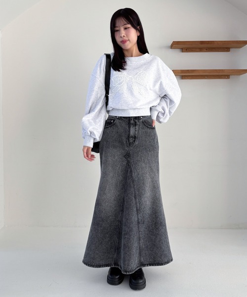 Heather（ヘザー）の「リボン刺繍裏毛スウェット　324835（スウェット・レディース・ネイビー/グレー/オートミール・FREE）」の19枚目の写真