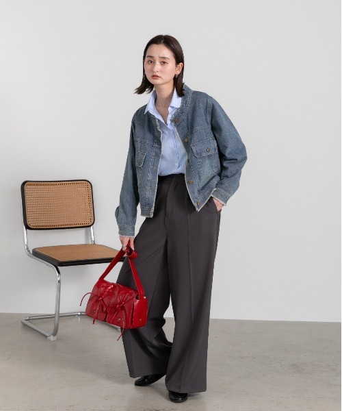 ad thie（アドティエ）の「ノーカラー フリンジ デニムジャケット（デニムジャケット・レディース・ブルー・FREE）」の17枚目の写真