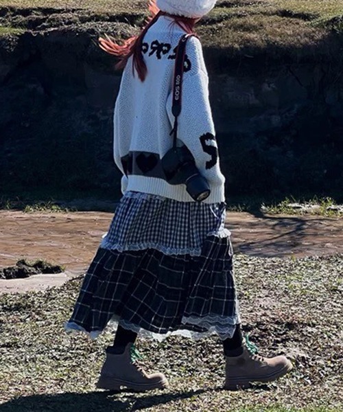 leune(ルネ)の「チェック切り替えティアードスカート(スカート・レディース・ブラック・LARGE/MEDIUM/SMALL)」の9枚目の写真