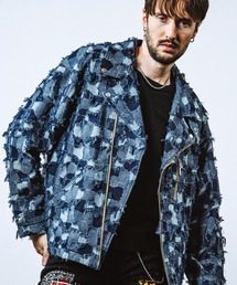【NO ID.】JQ Denim Big Riders Jacket / JQ デニム ビッグ ライダース ジャケット