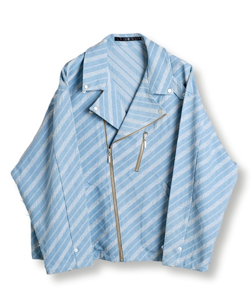 NO ID.（ノーアイディ）の「【NO ID.】JQ Denim Big Riders Jacket / JQ デニム ビッグ ライダース ジャケット（ライダースジャケット・メンズ・ブルー系その他4/インディゴブルー/ライトブルー・ONE SIZE）」の22枚目の写真