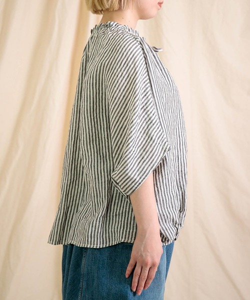 Brocante（ブロカント）の「[Brocante / ブロカント] リネンロンスト リュバンブラウス（シャツ/ブラウス・レディース・ブルー系その他/ブラック系その他・2）」の10枚目の写真