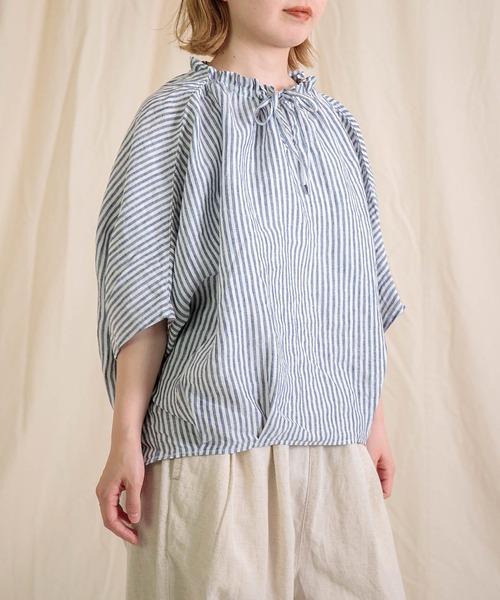 Brocante（ブロカント）の「[Brocante / ブロカント] リネンロンスト リュバンブラウス（シャツ/ブラウス・レディース・ブルー系その他/ブラック系その他・2）」の21枚目の写真