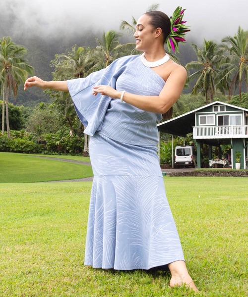 Maunaloa(マウナロア)の「【Maunaloa】カマカニリーフセットアップ(ワンショルダートップス&スカート)(スカート・レディース・ライトブルー/ベージュ・M/L)」の15枚目の写真