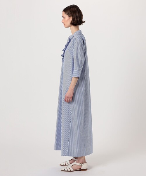 MACPHEE（マカフィー）の「コットンタイプライター フロントフリルワンピース（シャツワンピース・レディース・ホワイト/ブルー系その他2・36）」の4枚目の写真