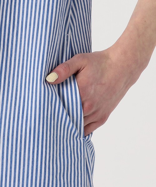 MACPHEE（マカフィー）の「コットンタイプライター フロントフリルワンピース（シャツワンピース・レディース・ホワイト/ブルー系その他2・36）」の9枚目の写真