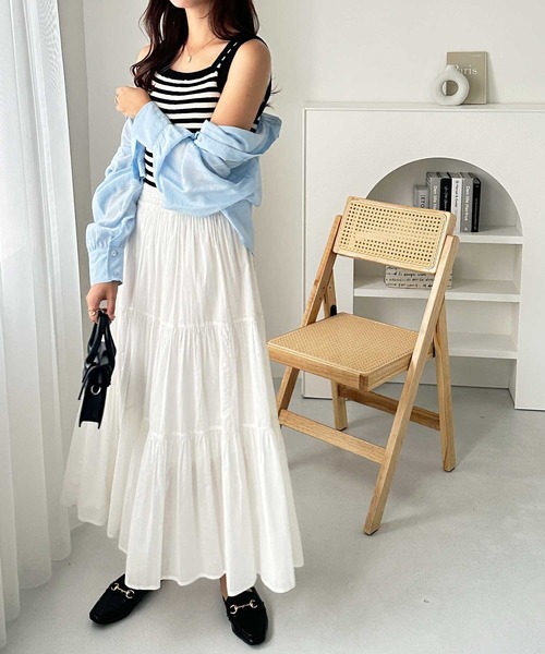 GeeRA（ジーラ）の「夏にぴったり。2WAY配色ニットタンクトップ（タンクトップ・レディース・ベージュ/ホワイト×ブラック/ブラック/アイボリー・LARGE/X-LARGE/MEDIUM）」の17枚目の写真