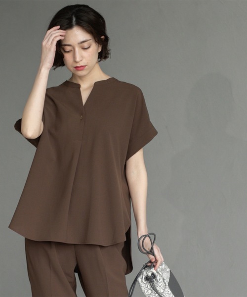 OPAQUE.CLIP(オペークドットクリップ)の「《7色展開/SS-LLサイズ》ストレッチスキッパーブラウス/セットアップ対応【洗濯機洗い可/防シワ】(シャツ/ブラウス・レディース・ブラック/ホワイト/ダークブラウン/ベージュ系7/ブルー系その他/ライトベージュ/グリーン系その他5・36/34/38/40/42)」の20枚目の写真