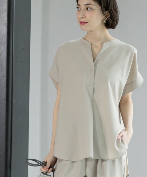 OPAQUE.CLIP(オペークドットクリップ)の「《7色展開/SS-LLサイズ》ストレッチスキッパーブラウス/セットアップ対応【洗濯機洗い可/防シワ】(シャツ/ブラウス・レディース・ブラック/ホワイト/ダークブラウン/ベージュ系7/ブルー系その他/ライトベージュ/グリーン系その他5・36/34/38/40/42)」の16枚目の写真