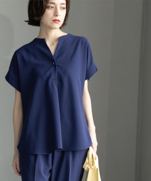 OPAQUE.CLIP(オペークドットクリップ)の「《7色展開/SS-LLサイズ》ストレッチスキッパーブラウス/セットアップ対応【洗濯機洗い可/防シワ】(シャツ/ブラウス・レディース・ブラック/ホワイト/ダークブラウン/ベージュ系7/ブルー系その他/ライトベージュ/グリーン系その他5・36/34/38/40/42)」の14枚目の写真