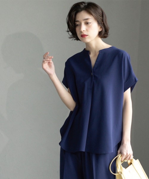 セール】《7色展開/SS-LLサイズ》ストレッチスキッパーブラウス