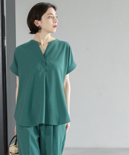 OPAQUE.CLIP(オペークドットクリップ)の「《7色展開/SS-LLサイズ》ストレッチスキッパーブラウス/セットアップ対応【洗濯機洗い可/防シワ】(シャツ/ブラウス・レディース・ブラック/ホワイト/ダークブラウン/ベージュ系7/ブルー系その他/ライトベージュ/グリーン系その他5・36/34/38/40/42)」の11枚目の写真