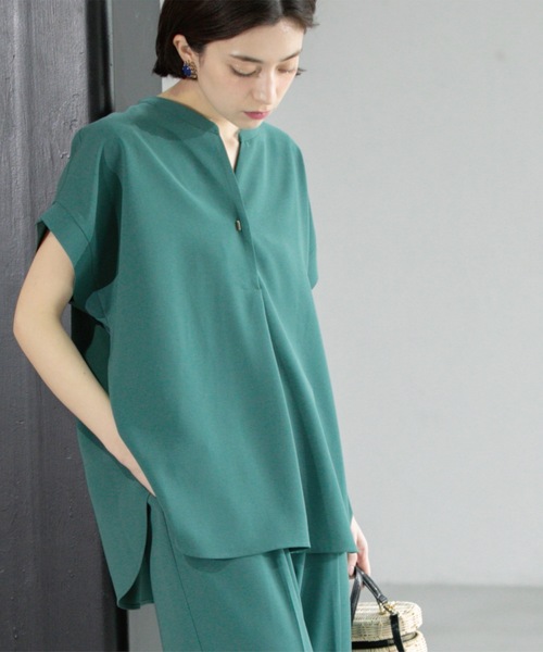 OPAQUE.CLIP(オペークドットクリップ)の「《7色展開/SS-LLサイズ》ストレッチスキッパーブラウス/セットアップ対応【洗濯機洗い可/防シワ】(シャツ/ブラウス・レディース・ブラック/ホワイト/ダークブラウン/ベージュ系7/ブルー系その他/ライトベージュ/グリーン系その他5・36/34/38/40/42)」の10枚目の写真