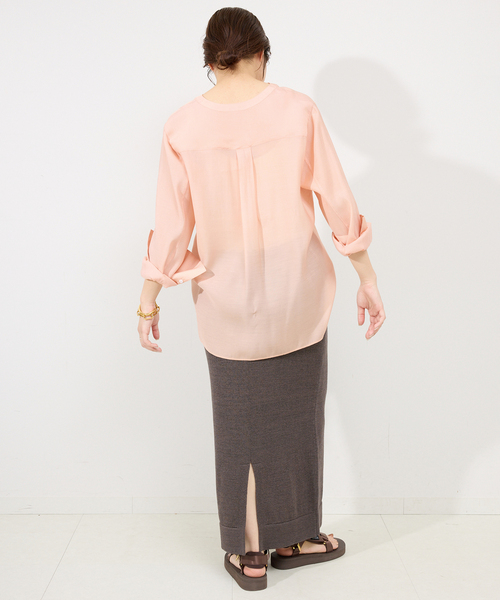 SLOBE IENA（スローブイエナ）の「シアーノーカラーシャツ（シャツ/ブラウス・レディース・オレンジ/グリーン/ホワイト・FREE）」の21枚目の写真