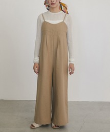 オールインワン・サロペット（ベージュ系・リネン・麻）ファッション