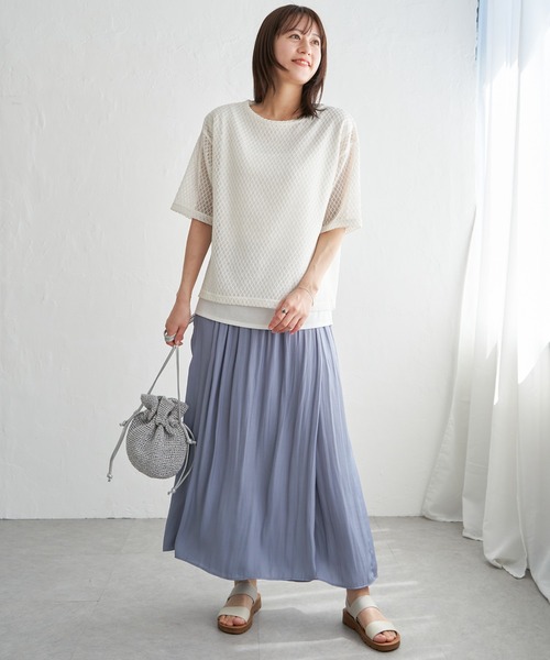 ikka(イッカ)の「【雑誌InRed6月号掲載】レースアンサンブルプルオーバー【2点セット/親子コーデ】(Tシャツ/カットソー・レディース・オフホワイト/ブルー/ブラック/ダークベージュ・M/L/S)」の9枚目の写真