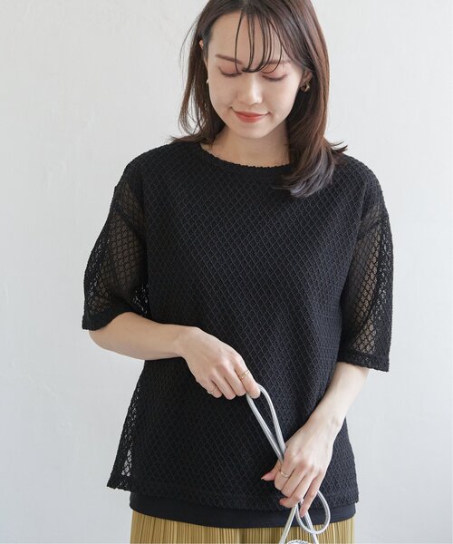ikka(イッカ)の「【雑誌InRed6月号掲載】レースアンサンブルプルオーバー【2点セット/親子コーデ】(Tシャツ/カットソー・レディース・オフホワイト/ブルー/ブラック/ダークベージュ・M/L/S)」の7枚目の写真