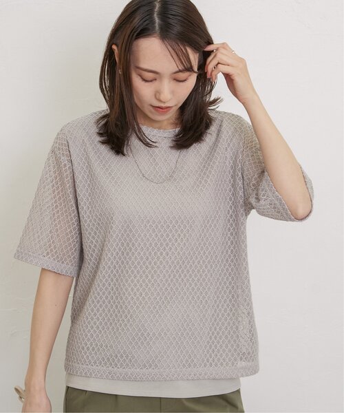 ikka(イッカ)の「【雑誌InRed6月号掲載】レースアンサンブルプルオーバー【2点セット/親子コーデ】(Tシャツ/カットソー・レディース・オフホワイト/ブルー/ブラック/ダークベージュ・M/L/S)」の5枚目の写真