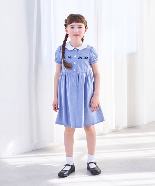 キッズ/ジュニア】スカラップミニリボンワンピース（110～140cm