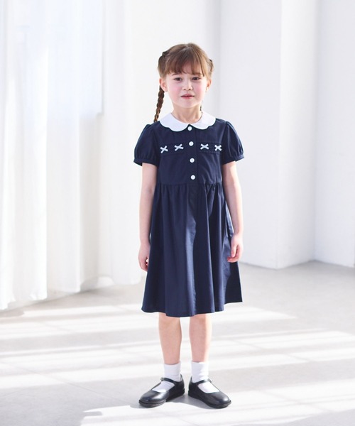 キッズ/ジュニア】スカラップミニリボンワンピース（110～140cm