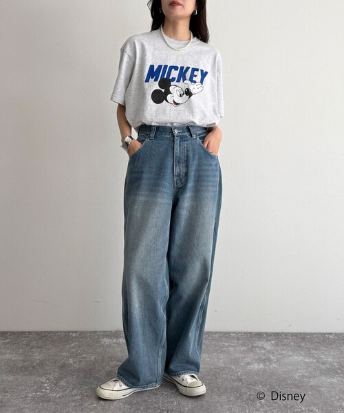 fredy emue(フレディエミュ)の「【GOOD ROCK SPEED/グッドロックスピード】Disney Mickey 半袖Tシャツ(Tシャツ/カットソー・レディース・グリーン/ライトグレー・38)」の3枚目の写真