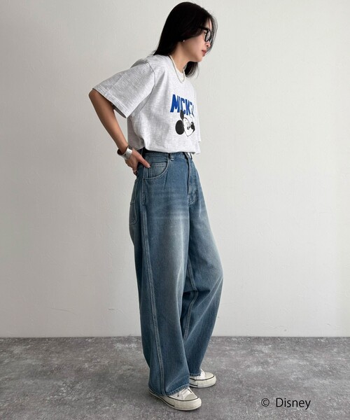 fredy emue(フレディエミュ)の「【GOOD ROCK SPEED/グッドロックスピード】Disney Mickey 半袖Tシャツ(Tシャツ/カットソー・レディース・グリーン/ライトグレー・38)」の5枚目の写真