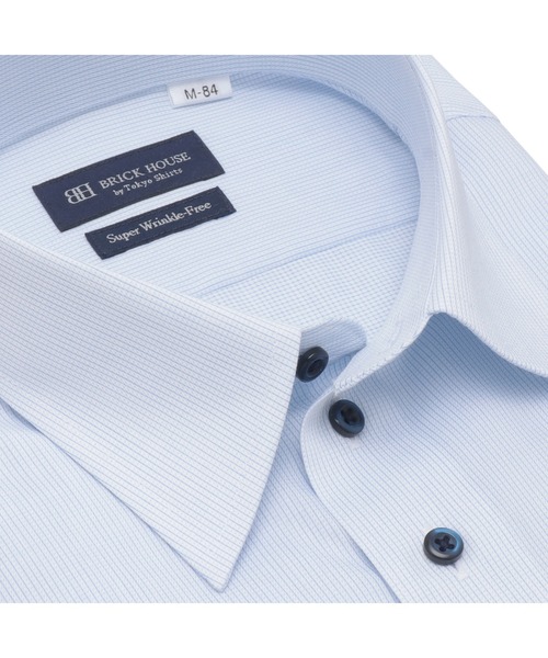 TOKYO SHIRTS(トウキョウシャツ)の「超形態安定ノーアイロン レギュラー 長袖ビジネスワイシャツ(ビジネスシャツ・メンズ・ブルー・首回り37cm-裄丈80cm/首回り39cm-裄丈80cm/首回り39cm-裄丈84cm/首回り41cm-裄丈82cm/首回り41cm-裄丈86cm/首回り42cm-裄丈82cm/首回り42cm-裄丈86cm/首回り43cm-裄丈82cm/首回り43cm-裄丈86cm/首回り37cm-裄丈84cm)」の2枚目の写真