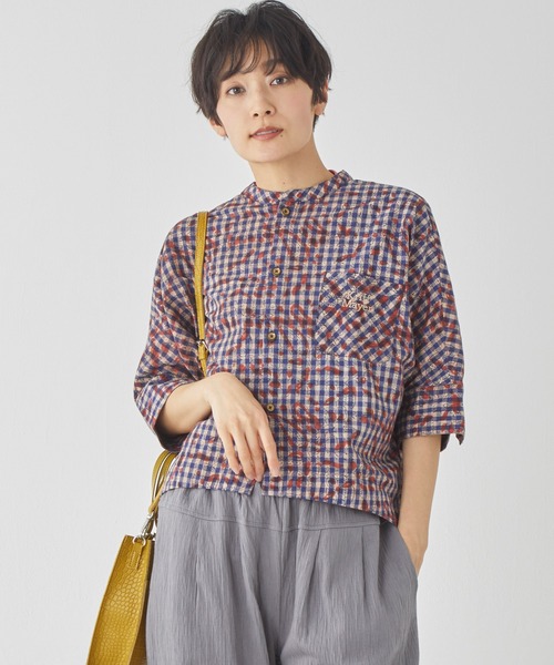 KRIFF MAYER Lady's Collection(クリフメイヤーレディースコレクション)の「【綿100%】インド綿草木染めドルマンシャツ(シャツ/ブラウス・レディース・ブルー/グレー/サックスブルー/ネイビー・LARGE/MEDIUM)」の1枚目の写真