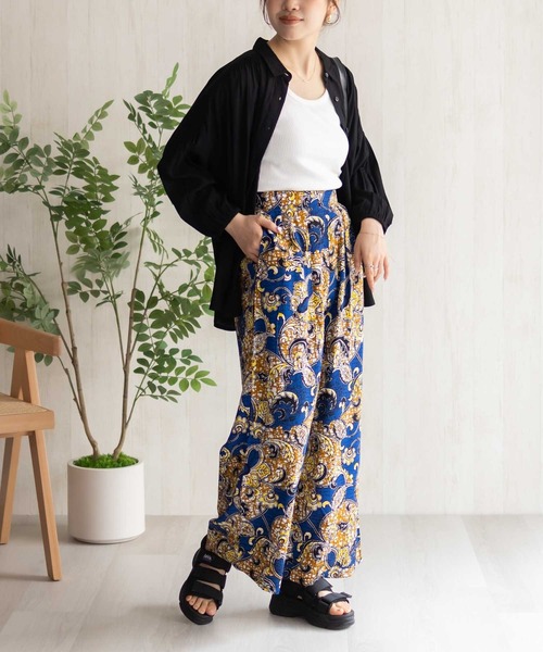 Howdy Marie（ハウディ―マリー）の「Howdy Marie インドレーヨン 総柄ワイドパンツ【接触冷感】（その他パンツ・レディース・ブラック系その他2/ブラック/ブラック系その他/オレンジ系その他/グリーン系その他/ブルー系その他・M/L）」の17枚目の写真