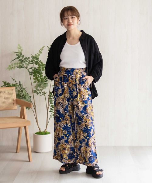 Howdy Marie（ハウディ―マリー）の「Howdy Marie インドレーヨン 総柄ワイドパンツ【接触冷感】（その他パンツ・レディース・ブラック系その他2/ブラック/ブラック系その他/オレンジ系その他/グリーン系その他/ブルー系その他・M/L）」の18枚目の写真