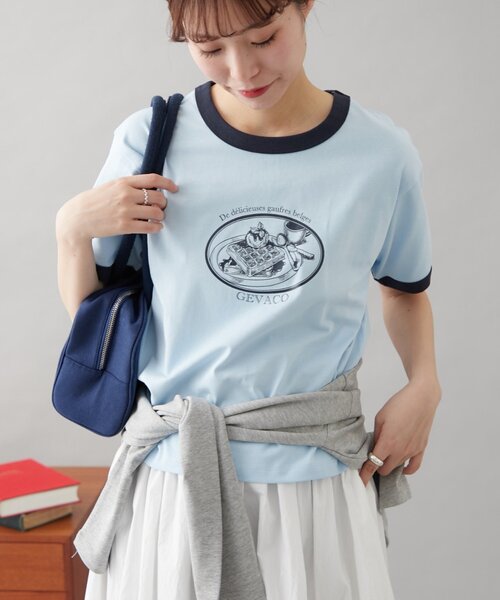 tシャツ 「GEVACO」グラフィック半袖ワッフルリンガーTEE レディース メンズ セール】【GEVACO】グラフィック半袖ワッフルリンガーTEE（T