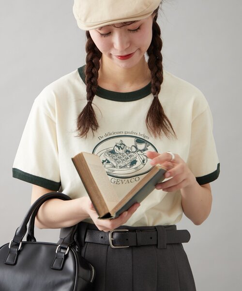 セール】【GEVACO】グラフィック半袖ワッフルリンガーTEE（T