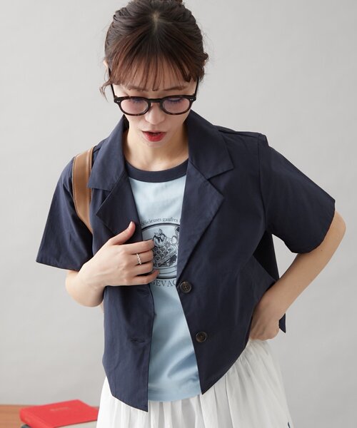 GEVACO（ゲバコ）の「【GEVACO】グラフィック半袖ワッフルリンガーTEE（Tシャツ/カットソー・レディース・アイボリー/サックスブルー/ネイビー・ONE SIZE）」の13枚目の写真