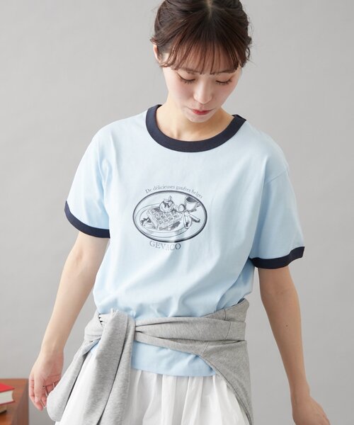 tシャツ 「GEVACO」グラフィック半袖ワッフルリンガーTEE レディース メンズ セール】【GEVACO】グラフィック半袖ワッフルリンガーTEE（T