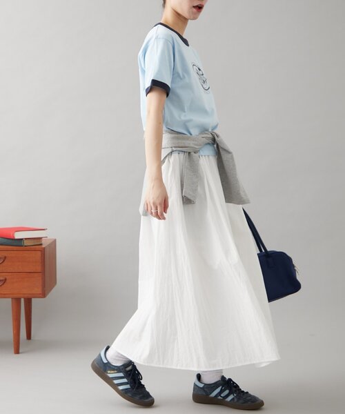 GEVACO（ゲバコ）の「【GEVACO】グラフィック半袖ワッフルリンガーTEE（Tシャツ/カットソー・レディース・アイボリー/サックスブルー/ネイビー・ONE SIZE）」の21枚目の写真