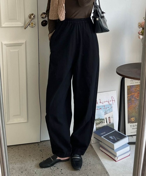 DECADE CLASSIC(ディケイド クラシック)の「【DECADE CLASSIC】コットンワイドパンツ(チノパンツ・レディース・ブラック・SMALL/MEDIUM)」の2枚目の写真